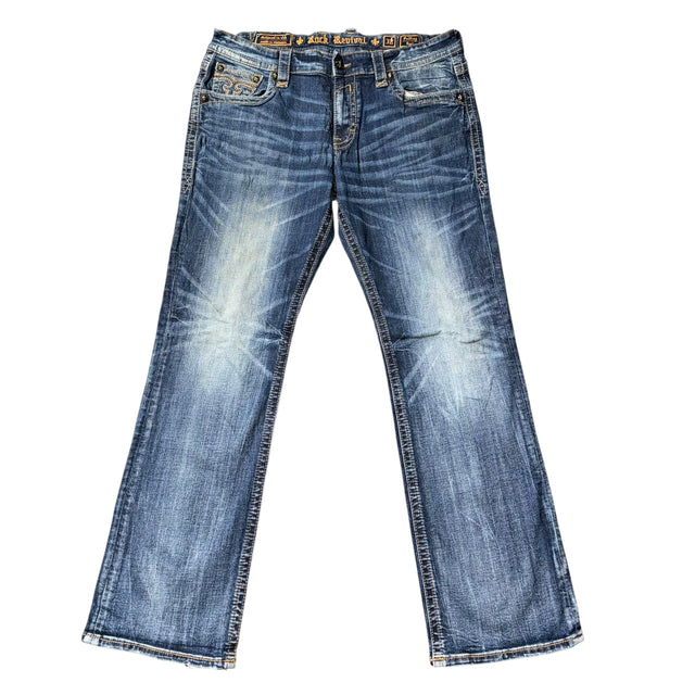 rock revival baggy/straight leg unisex jeans (w38)