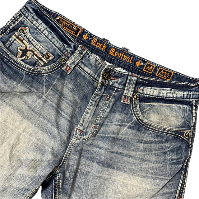 rock revival baggy/straight leg unisex jeans (w38)