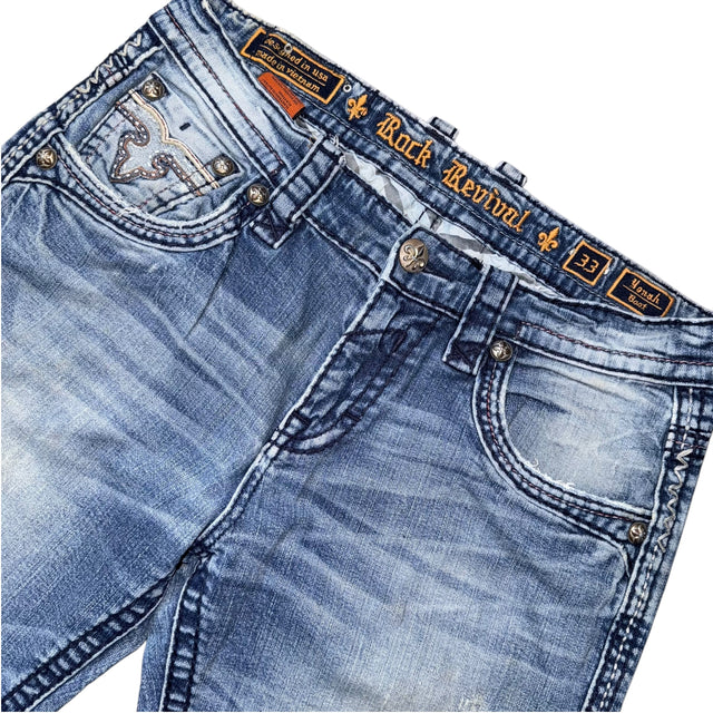 rock revival baggy/straight leg unisex jeans (w33)