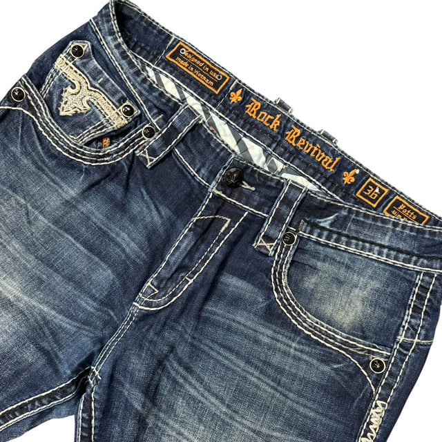 rock revival baggy/straight leg unisex jeans (w36)