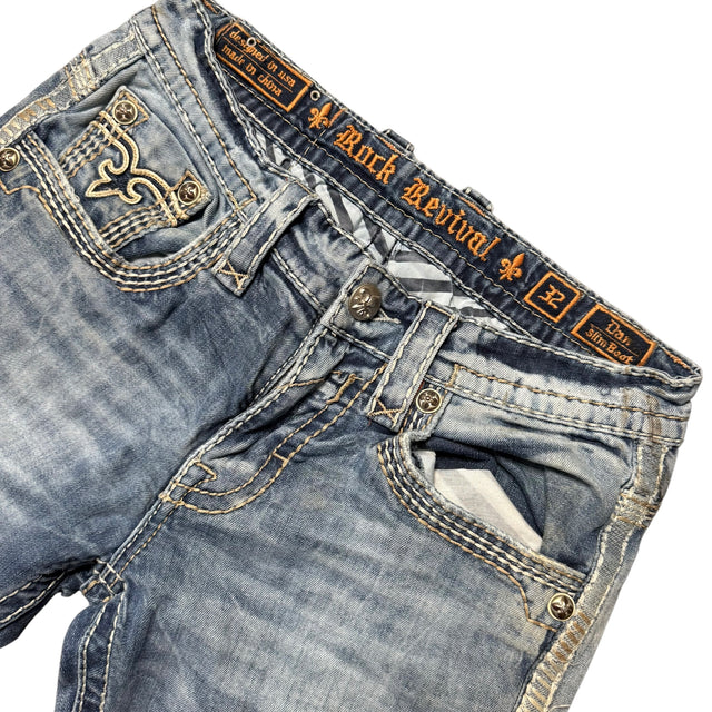 rock revival baggy/straight leg unisex jeans (w32)