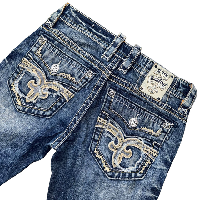 rock revival baggy/straight leg unisex jeans (w32)