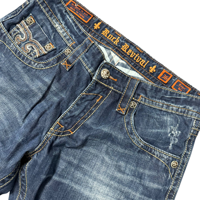 rock revival baggy/straight leg unisex jeans (w36)