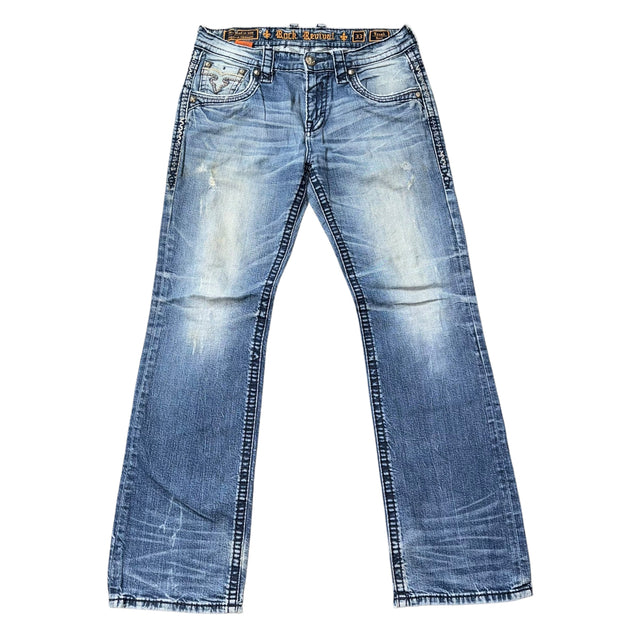 rock revival baggy/straight leg unisex jeans (w33)