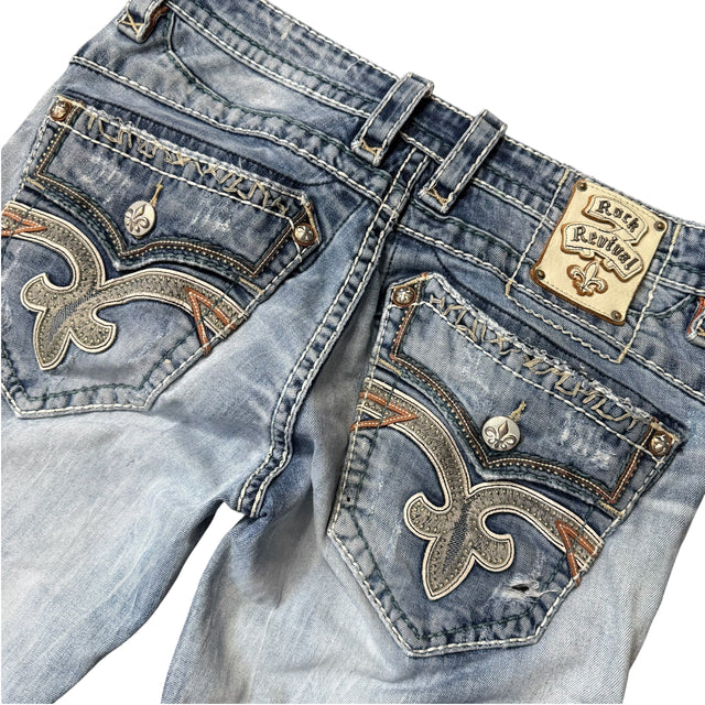 rock revival baggy/straight leg unisex jeans (w31)