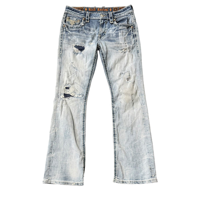 rock revival baggy/straight leg unisex jeans (w31)