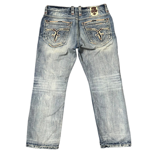 rock revival baggy/straight leg unisex jeans (w38)