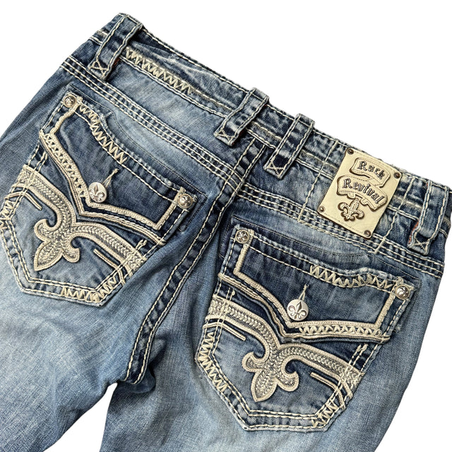 rock revival baggy/straight leg unisex jeans (w32)