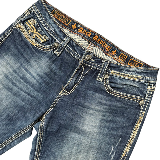 rock revival baggy/straight leg unisex jeans (w32)