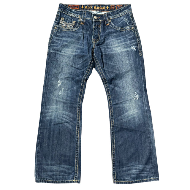 rock revival baggy/straight leg unisex jeans (w36)