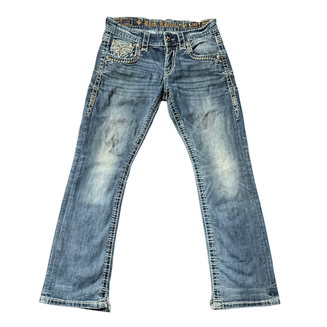 rock revival straight leg women jeans (w28)