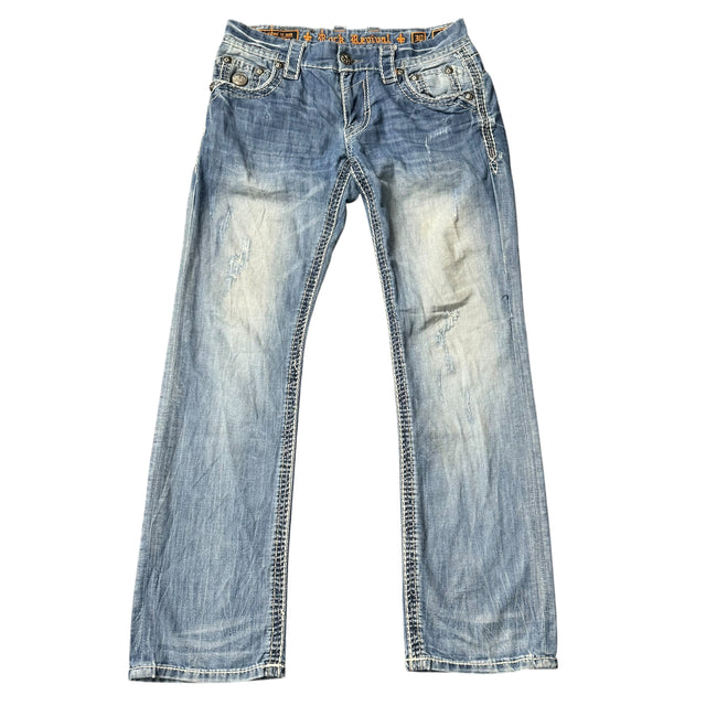 rock revival baggy/straight leg unisex jeans (w30)