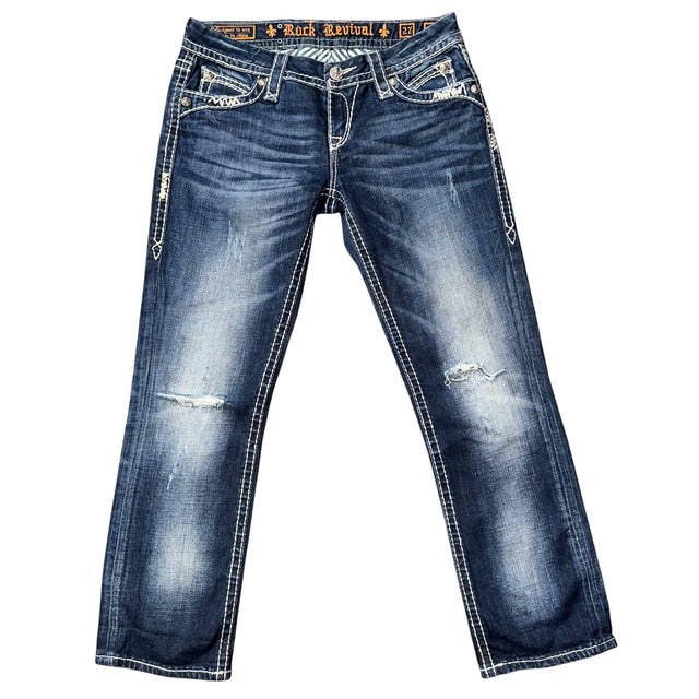 rock revival straight leg women jeans (w27)