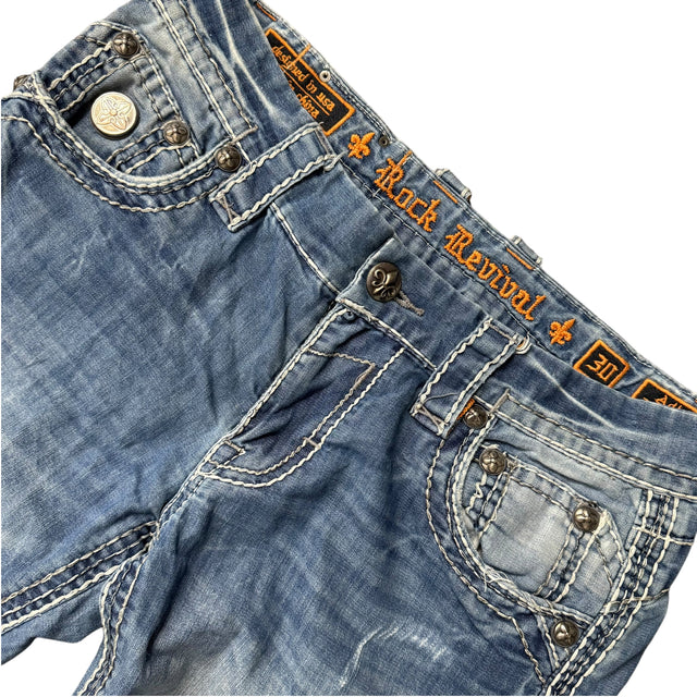 rock revival baggy/straight leg unisex jeans (w30)