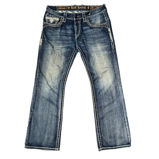 rock revival baggy/straight leg unisex jeans (w36)